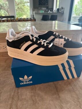Adidas Gazelle Bold Platform Sneakers in Black and White